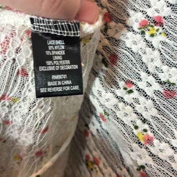 Self esteem lace floral babydoll long sleeve open front top stretch feminine - Picture 5 of 5